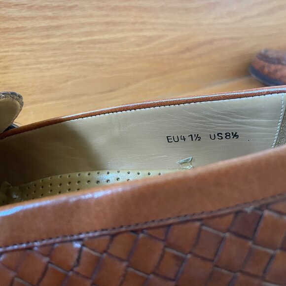 Massimo Emporio Spain Men Brown woven Leather Tassel Slip on loafer SZ 8.5 - Picture 5 of 5